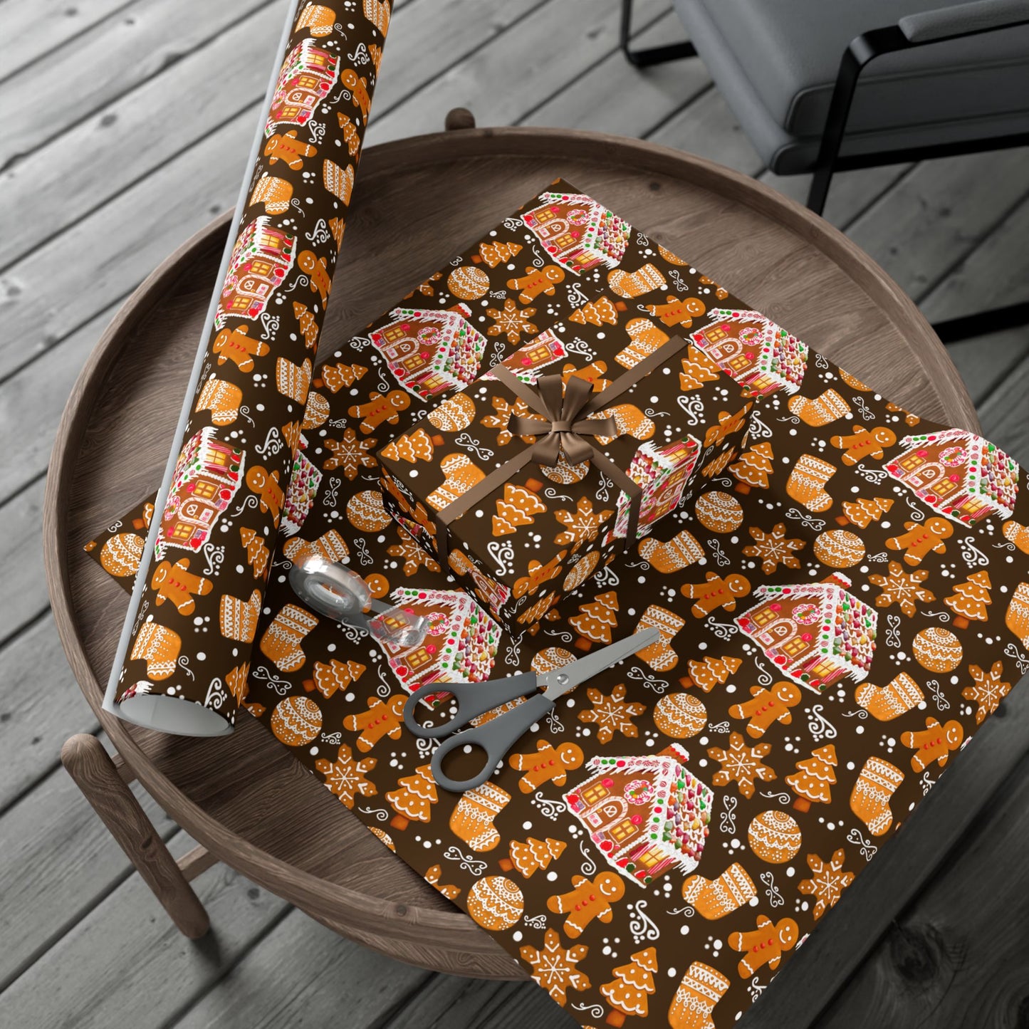 Gingerbread House Holiday Gift Wrap Paper