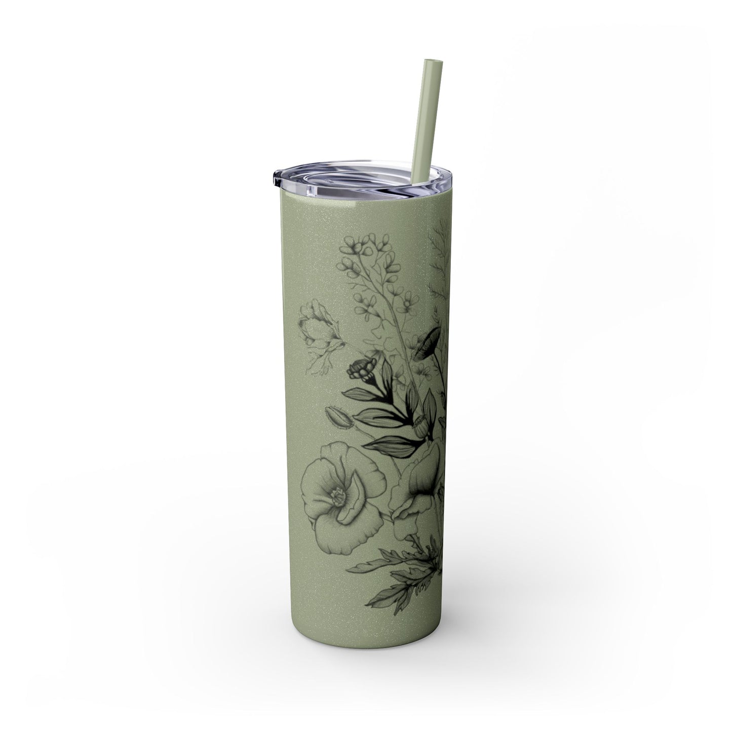 Floral Skinny Tumbler, Elegant Flower Design Drinkware, Perfect for Weddings, Gifts, or Everyday Use