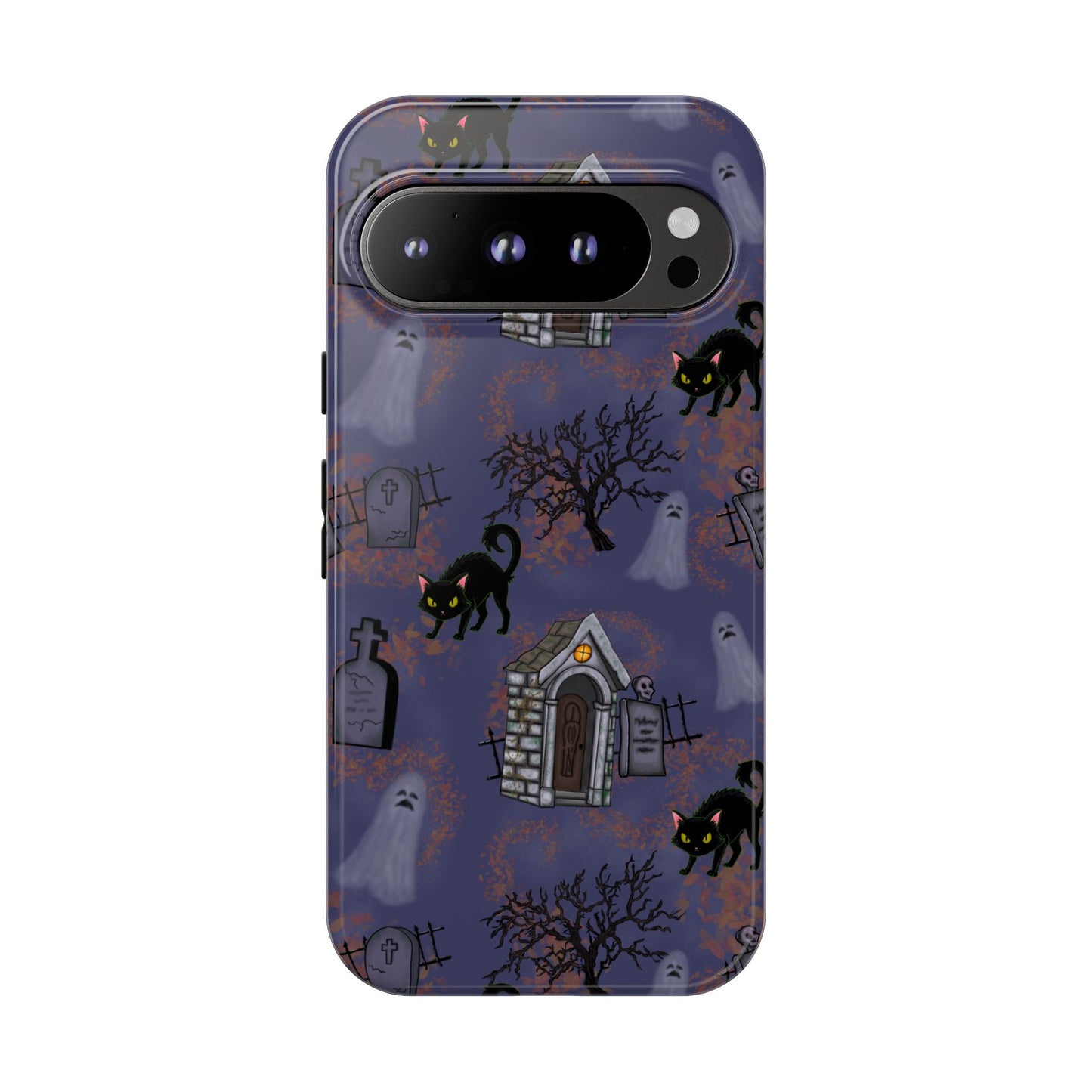 Halloween Phone Case, Spooky Cat Design, Tough Phone Cover, Gift for Cat Lovers, Fall Decor, Halloween Accessories