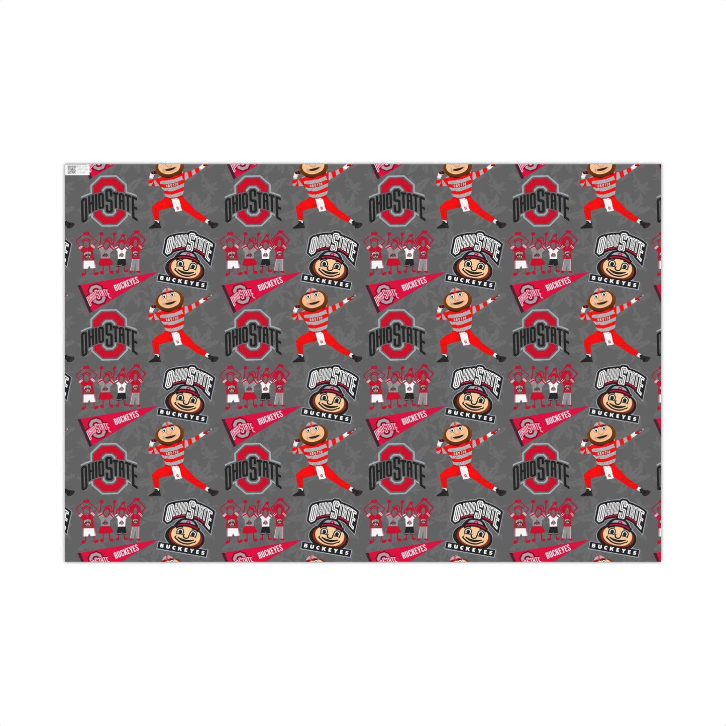 Ohio State Buckeyes Gift Wrap Paper - Brutus Mascot College Football Wrapping Paper