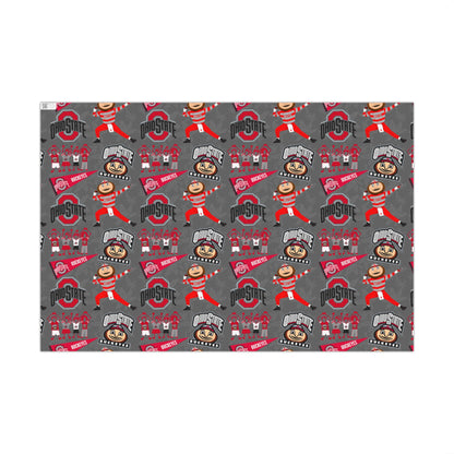 Ohio State Buckeyes Gift Wrap Paper - Brutus Mascot College Football Wrapping Paper