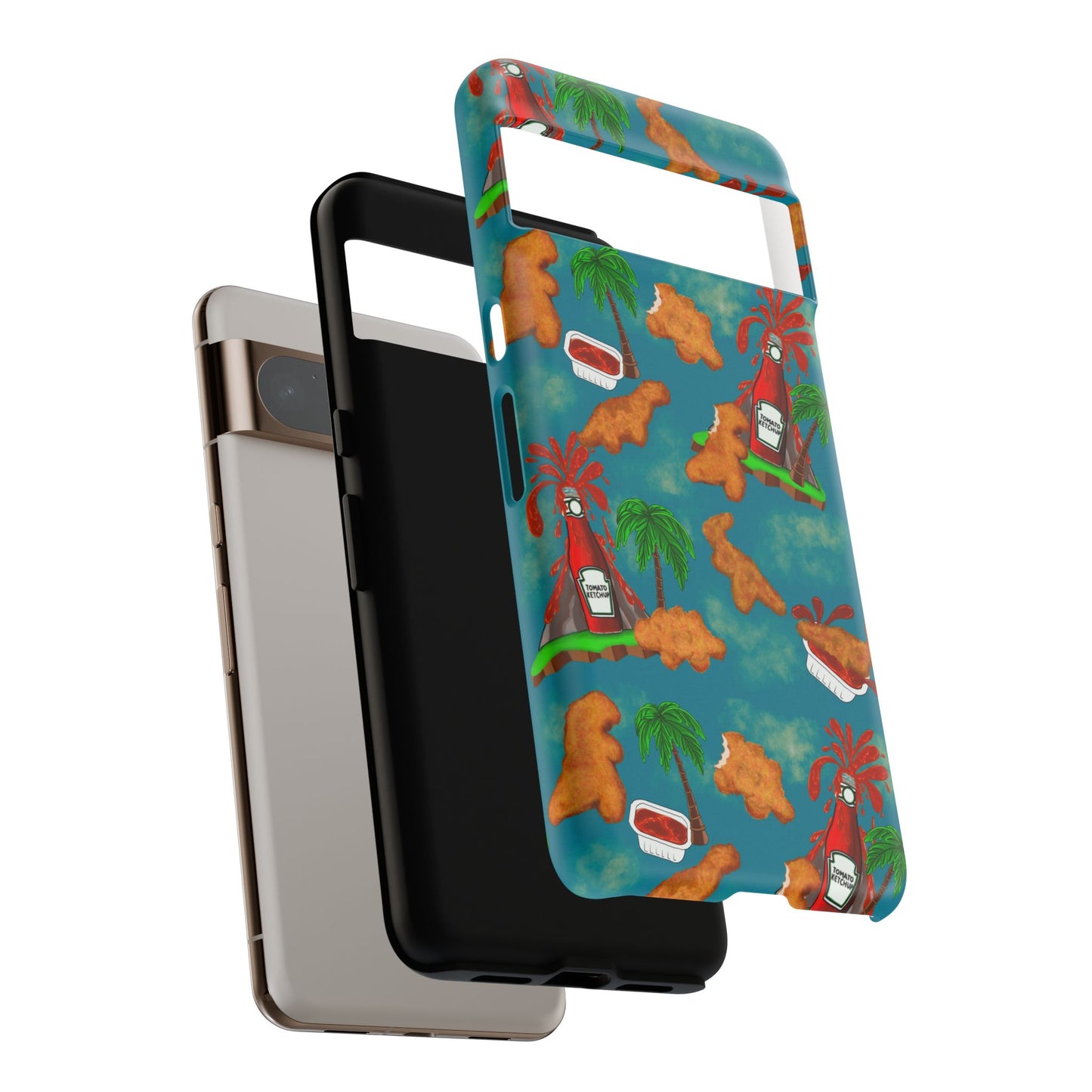 Dino Nuggets Phone Case - Tropical Vibes & Humor, Perfect Gift for Friends, Summer BBQ, Beach Lovers, Unique Accessory, Tough Cases