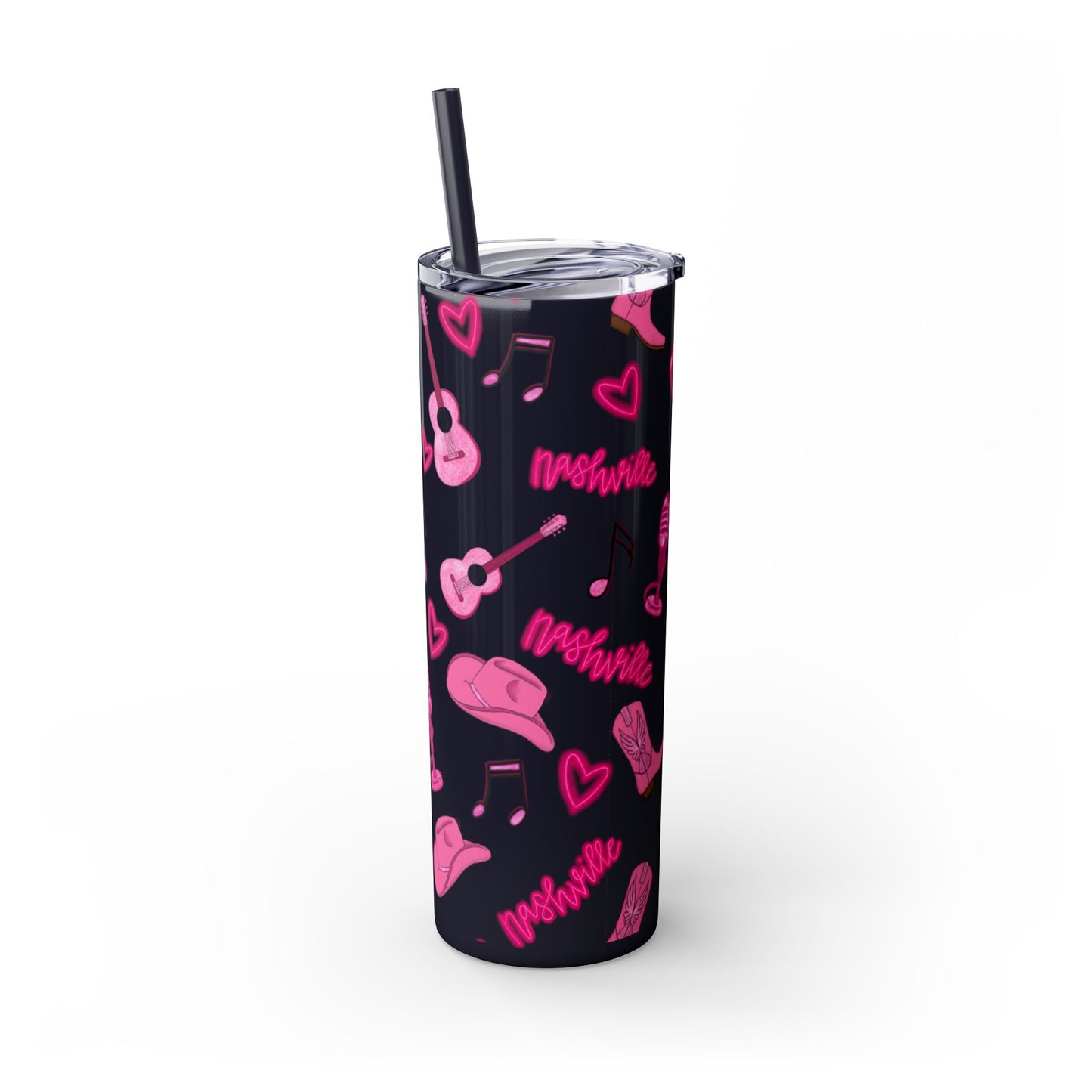 Pink Nashville Themed Skinny Tumbler | 20oz Drink Cup for Concerts, Parties, Gifts, Festivals, or Daily Use
