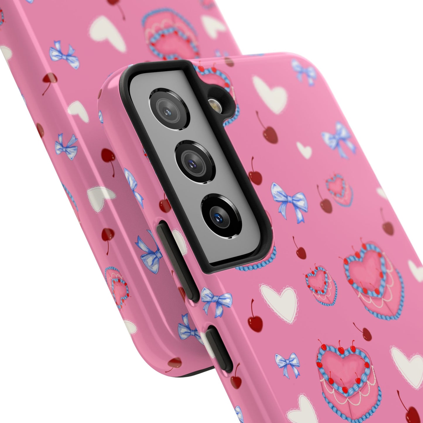 Hearts and Cake Patterned Phone Cases with Bow and Cherry Designs, Durable Phone Cover, Trendy Gift for Teens, Stylish Accessory, Perfect for [...]