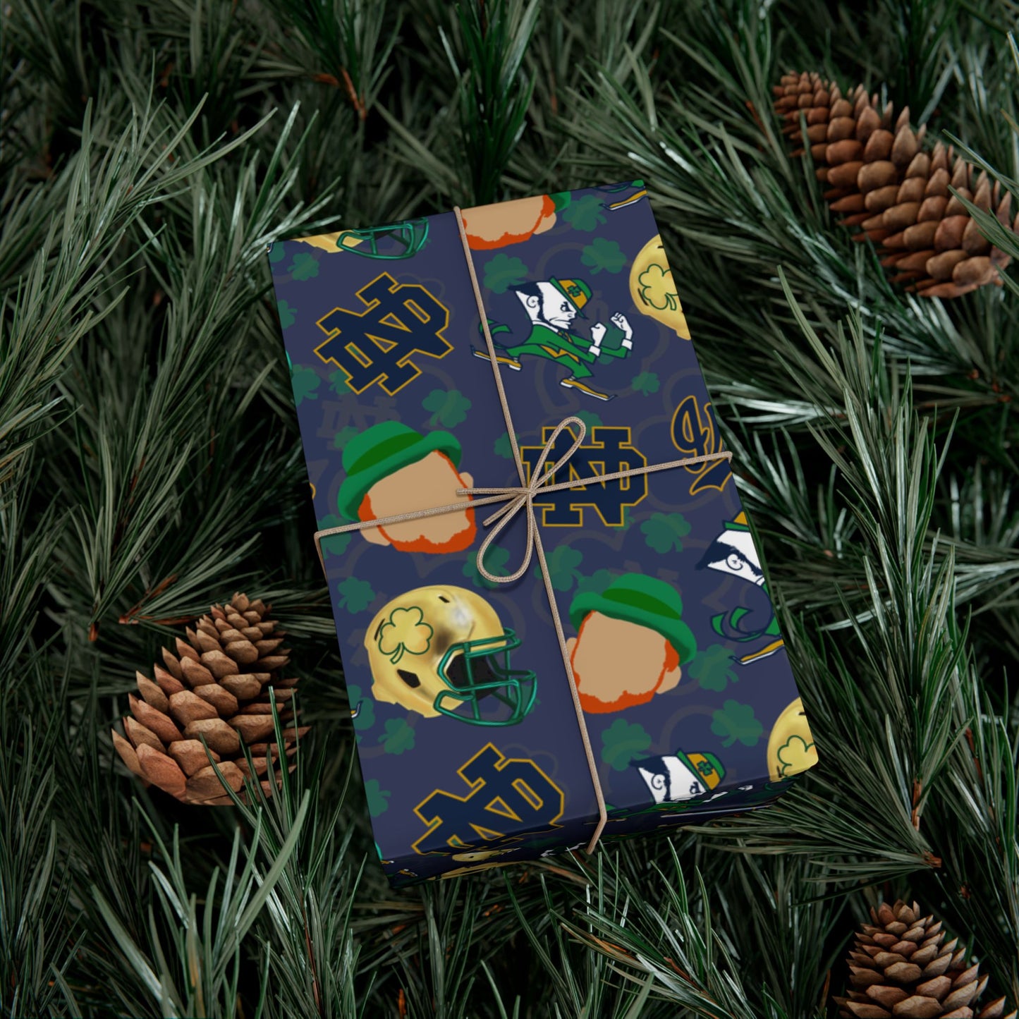 Notre Dame Fighting Irish Gift Wrap Paper – College Football Themed Wrapping Sheets