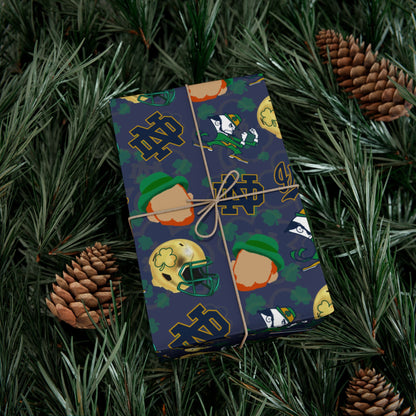 Notre Dame Fighting Irish Gift Wrap Paper – College Football Themed Wrapping Sheets