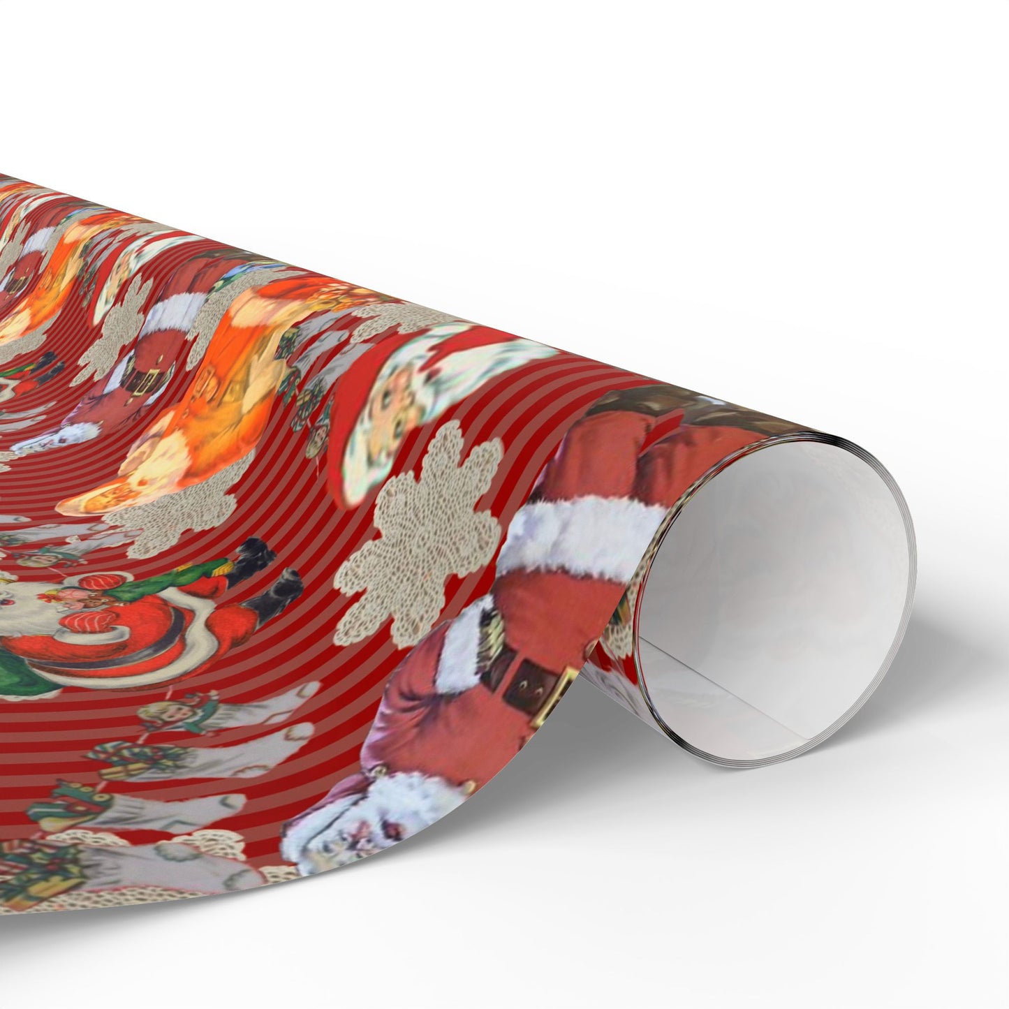 Vintage Santa & Ornaments Christmas Wrapping Paper Roll