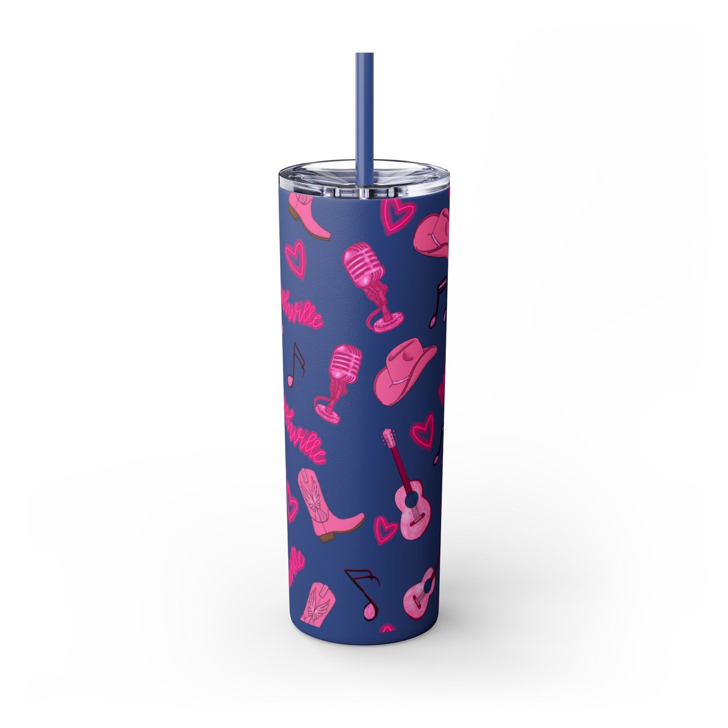 Pink Nashville Themed Skinny Tumbler | 20oz Drink Cup for Concerts, Parties, Gifts, Festivals, or Daily Use