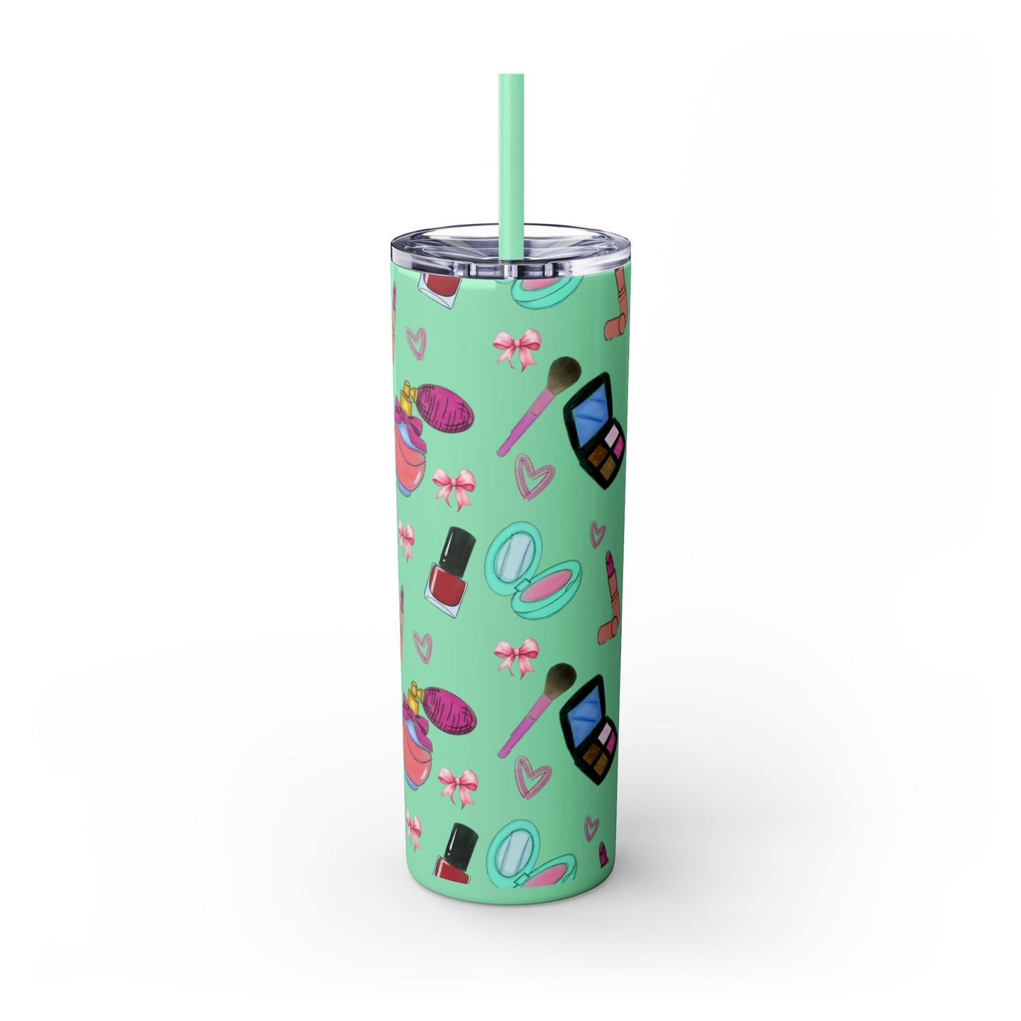 Cosmetic-Themed Skinny Tumbler with Straw | Perfect Gift for Makeup Lovers, Fashionistas, Beauty Enthusiasts, Birthday Celebrations, [...]