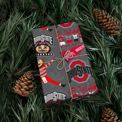 Ohio State Buckeyes Gift Wrap Paper - Brutus Mascot College Football Wrapping Paper
