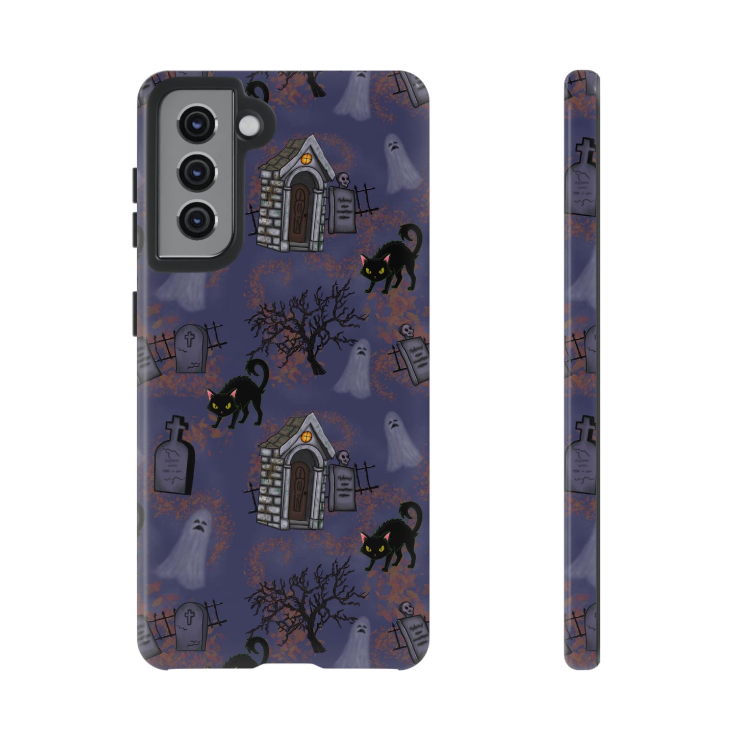 Halloween Phone Case, Spooky Cat Design, Tough Phone Cover, Gift for Cat Lovers, Fall Decor, Halloween Accessories