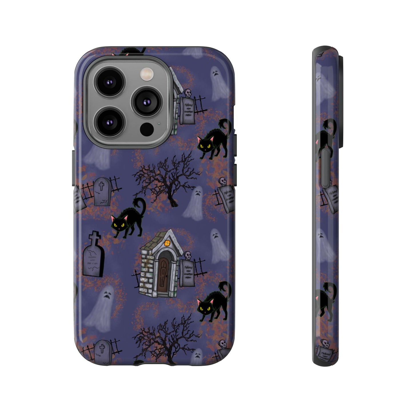 Halloween Phone Case, Spooky Cat Design, Tough Phone Cover, Gift for Cat Lovers, Fall Decor, Halloween Accessories