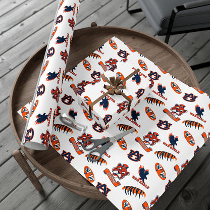 Auburn Tigers Patterned Gift Wrap Paper – Collegiate Football Wrapping Sheets (Includes AU Logos, War Eagle & Tiger Motifs)