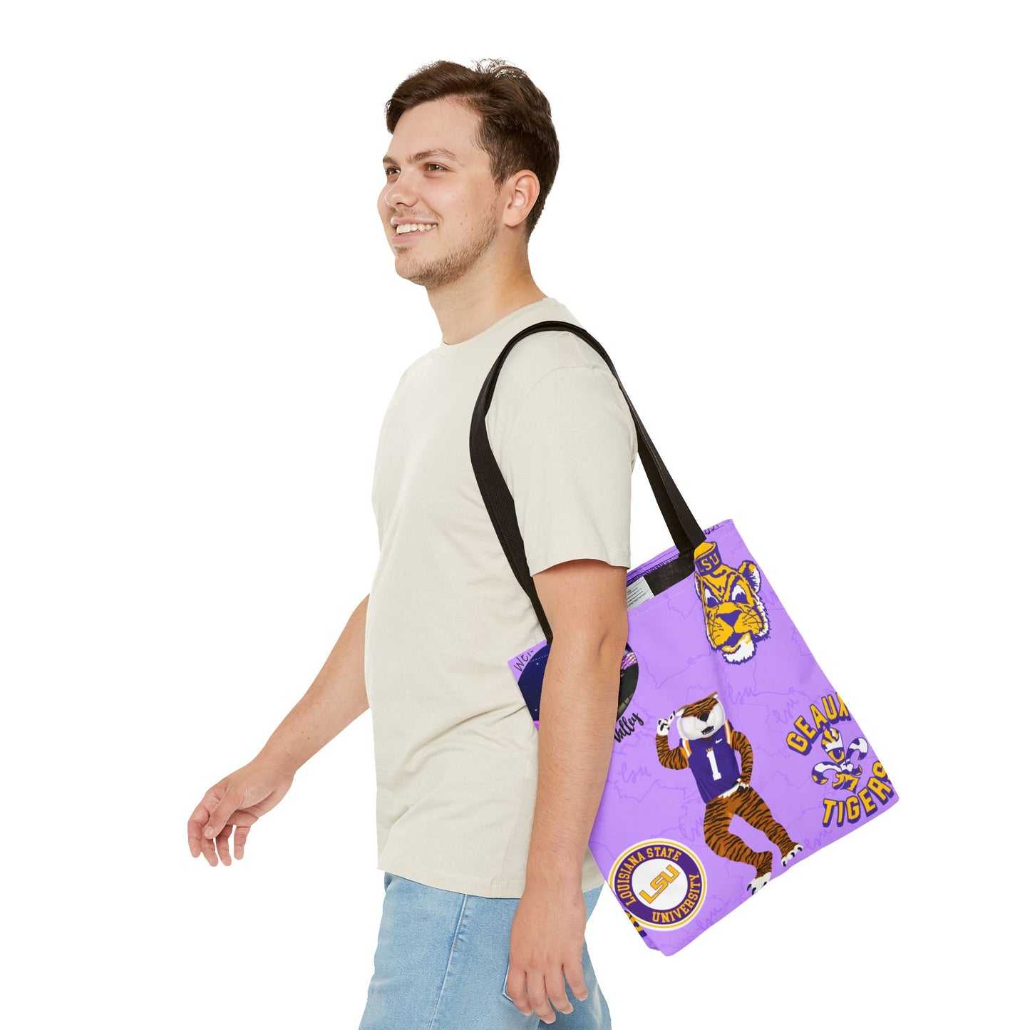 LSU Spirit Tote Bag, Purple Graphic Tote, College Pride Bag, Everyday Essentials, Game Day Tote, Unique Gifts for Students
