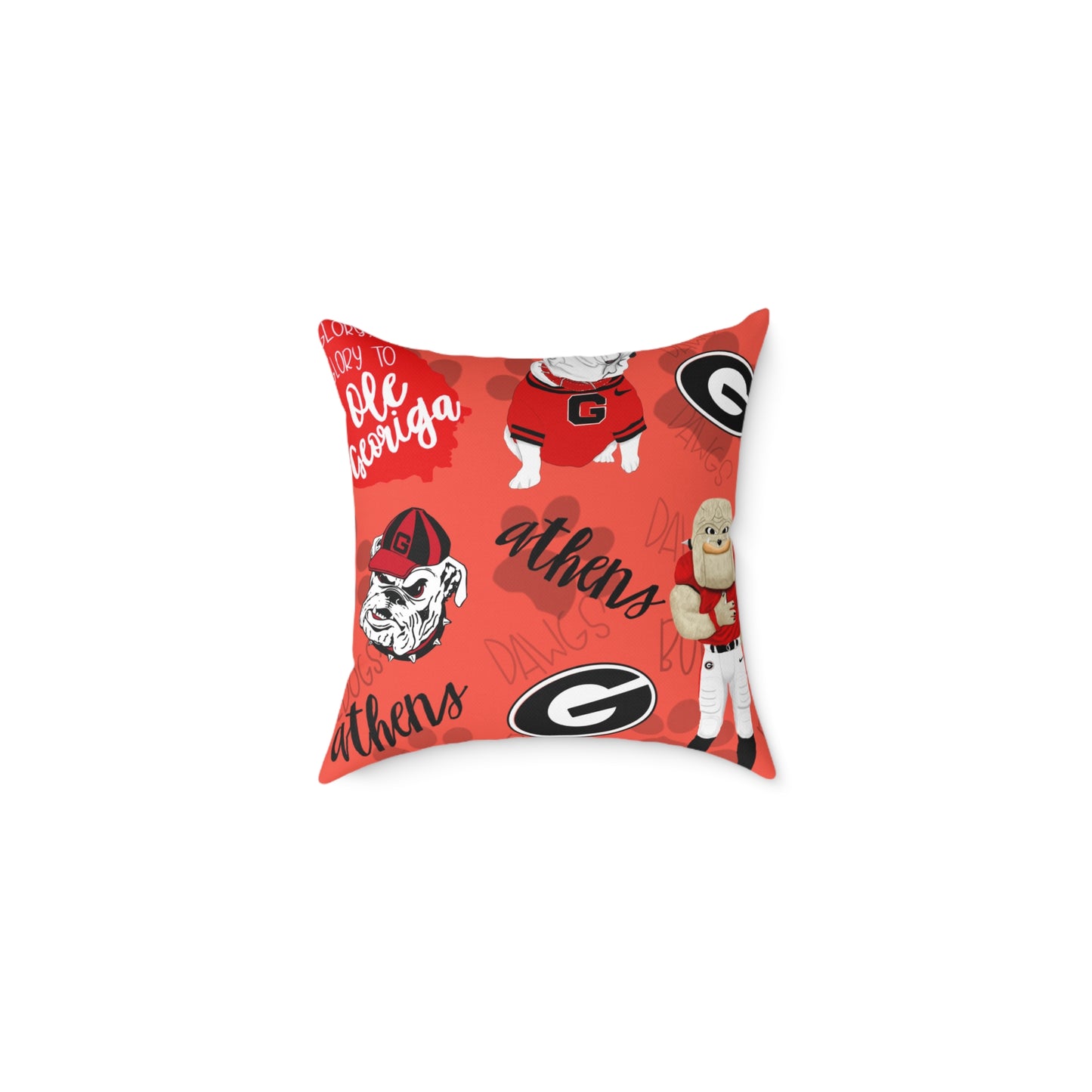 University of Georiga Spirit Throw Pillow, Georgia Bulldogs Decor, College Room Accent, Sports Fan Gift, Georgia Pride Cushion