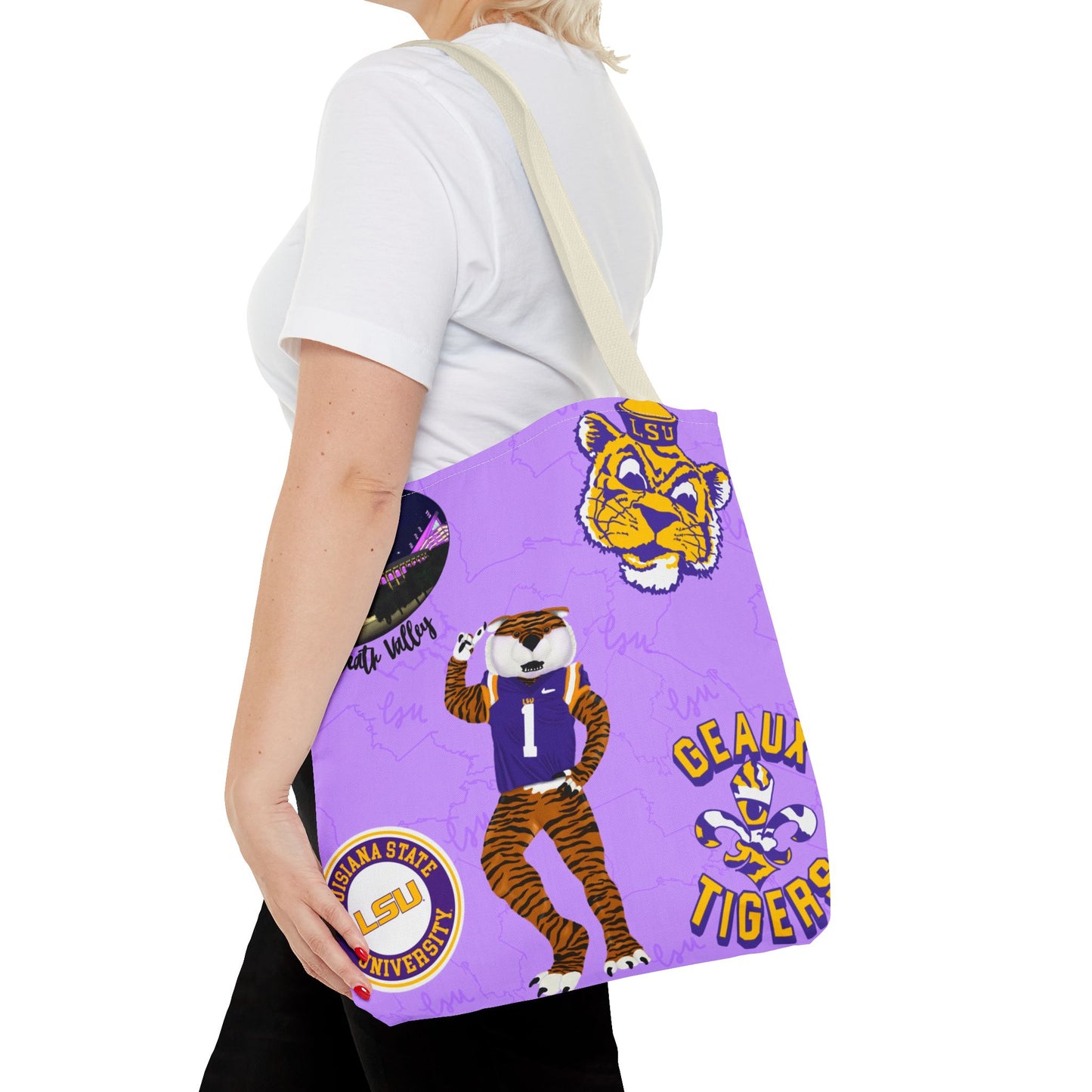 LSU Spirit Tote Bag, Purple Graphic Tote, College Pride Bag, Everyday Essentials, Game Day Tote, Unique Gifts for Students