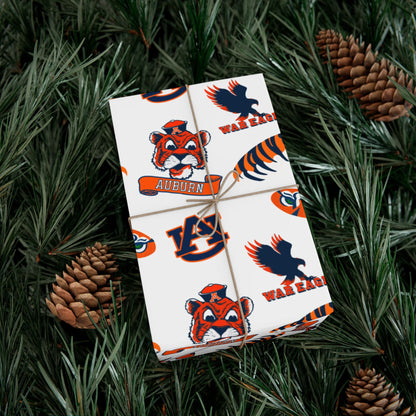 Auburn Tigers Patterned Gift Wrap Paper – Collegiate Football Wrapping Sheets (Includes AU Logos, War Eagle & Tiger Motifs)
