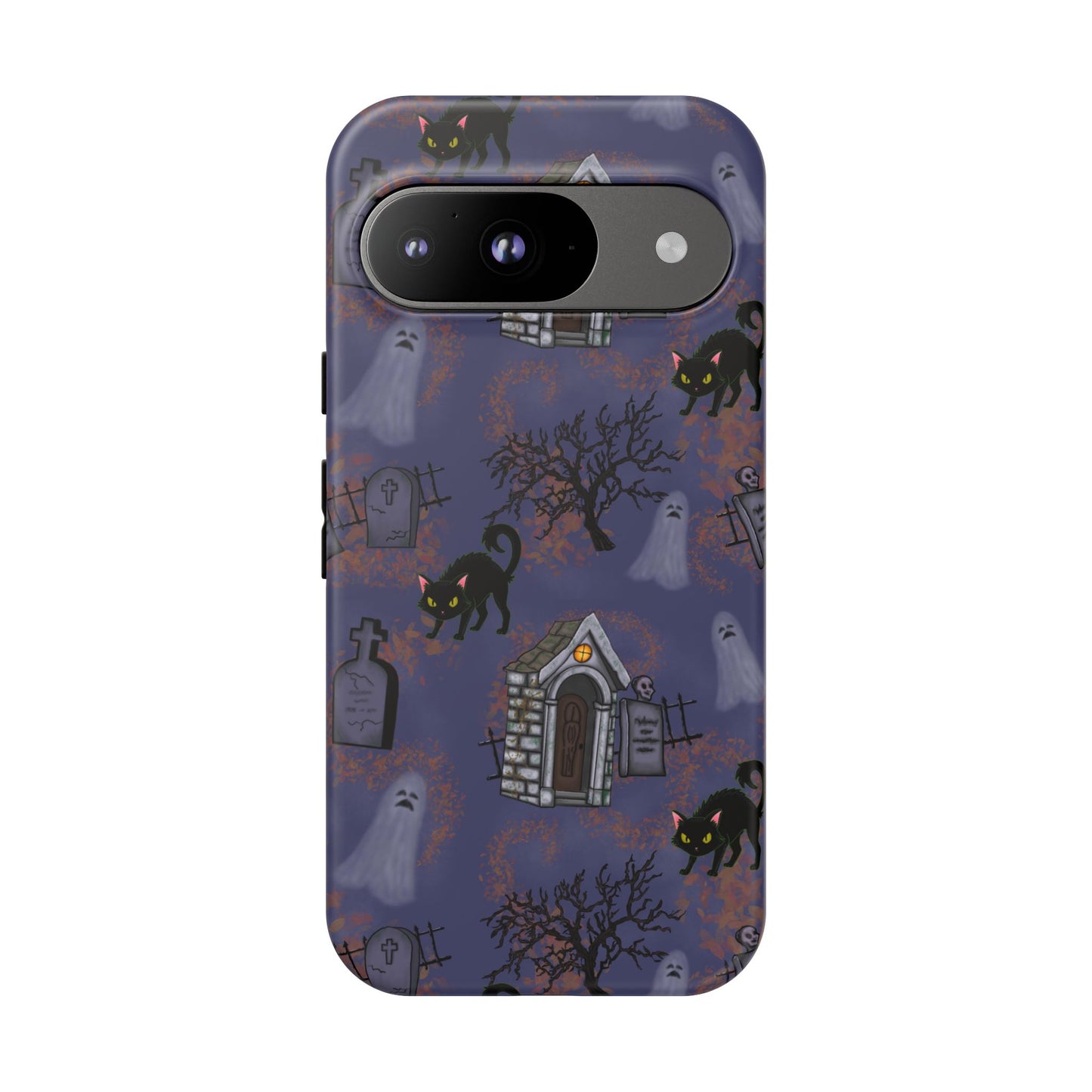 Halloween Phone Case, Spooky Cat Design, Tough Phone Cover, Gift for Cat Lovers, Fall Decor, Halloween Accessories