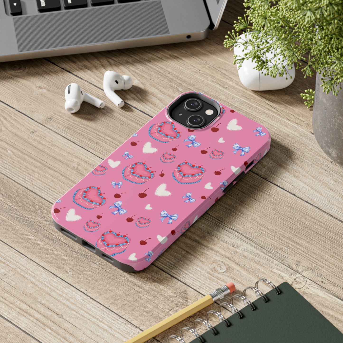 Hearts and Cake Patterned Phone Cases with Bow and Cherry Designs, Durable Phone Cover, Trendy Gift for Teens, Stylish Accessory, Perfect for [...]