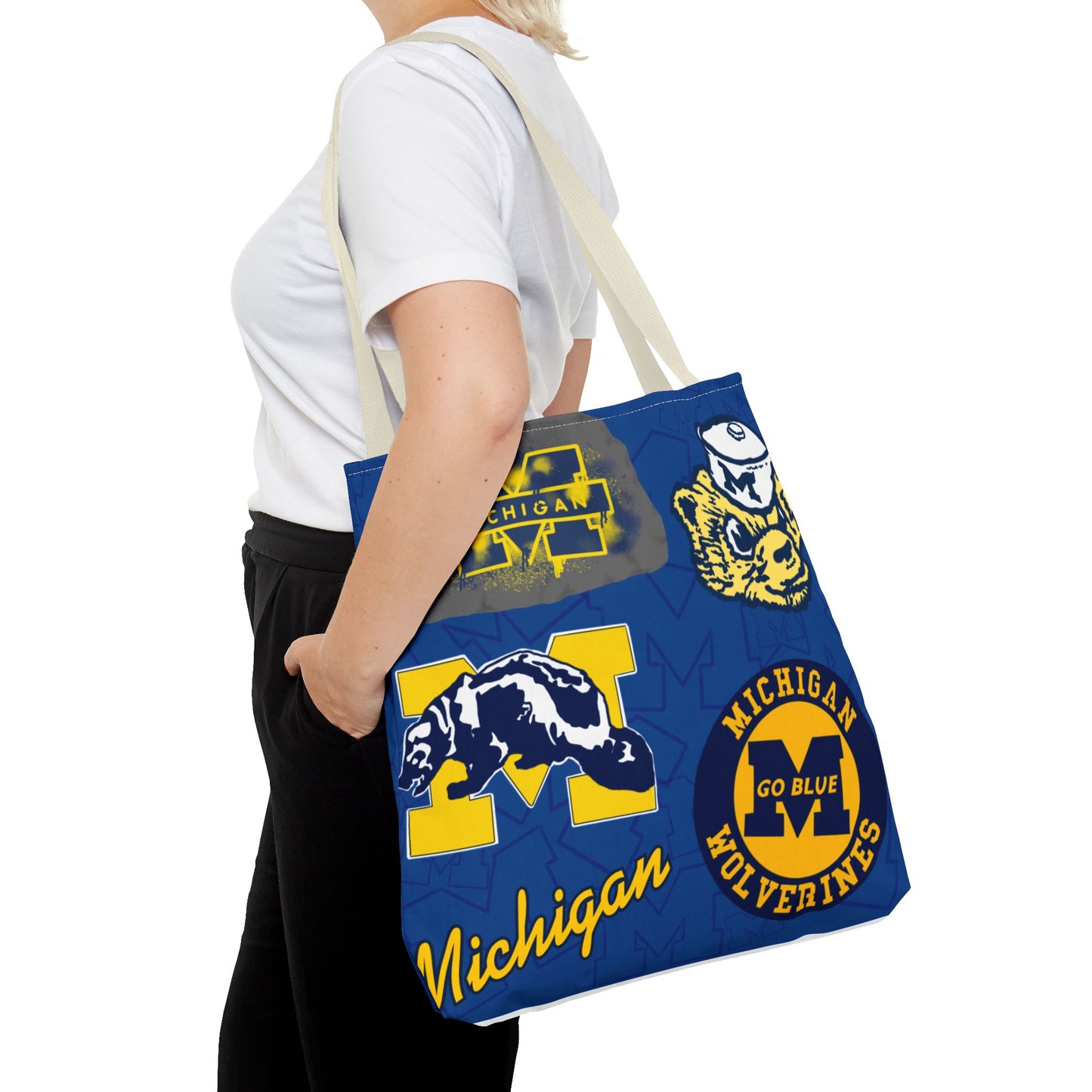 Michigan Spirit Tote Bag, College Student Gift, Game Day Accessory, Team Pride, Sports Tote, University of Michigan