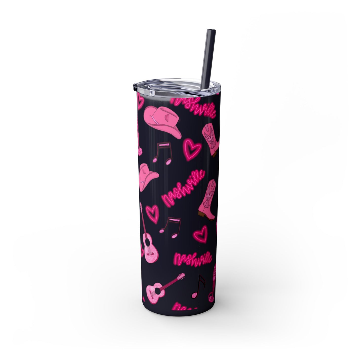 Pink Nashville Themed Skinny Tumbler | 20oz Drink Cup for Concerts, Parties, Gifts, Festivals, or Daily Use