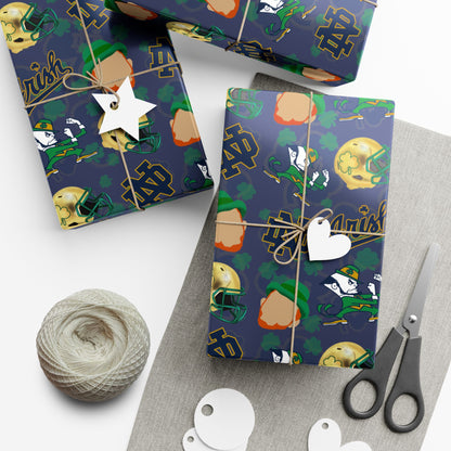 Notre Dame Fighting Irish Gift Wrap Paper – College Football Themed Wrapping Sheets