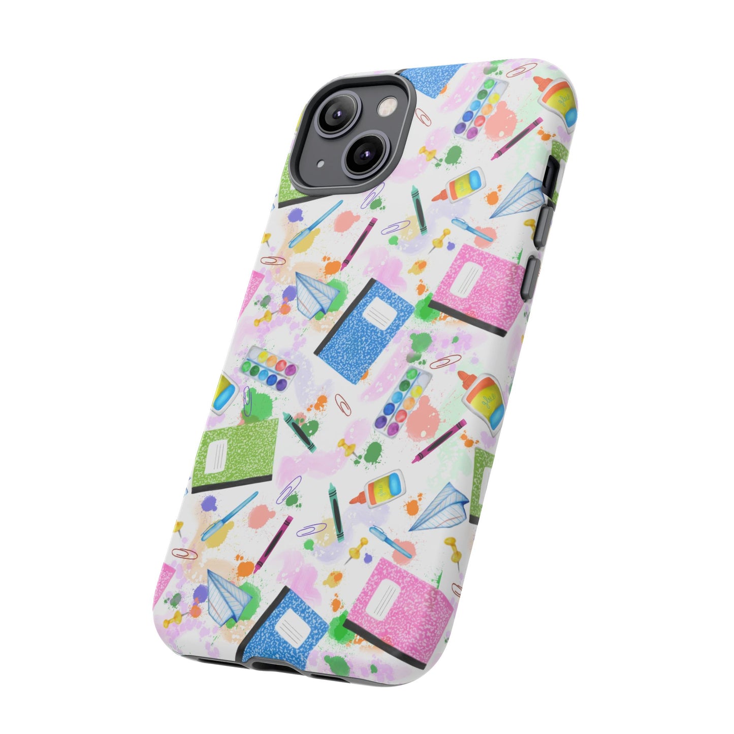 Colorful Art-Themed Phone Case, Cute Creative Gift for Artists, Unique Mobile Cover, Fun School Supplies Case, Bright Art Supplies Design