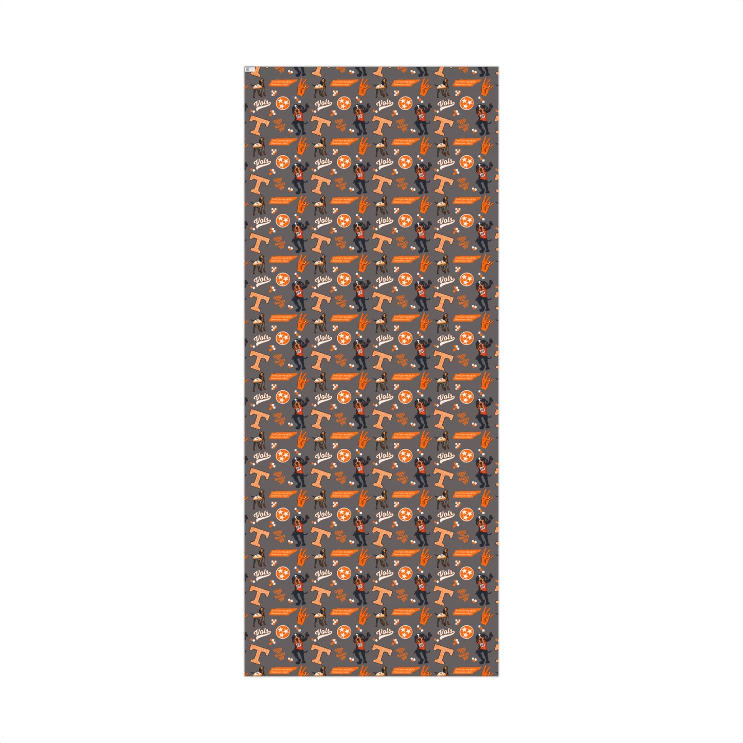 Tennessee Vols Gift Wrap Paper – Orange & Gray College Sports Wrapping Paper with Mascot, T & 'Vols' Logos