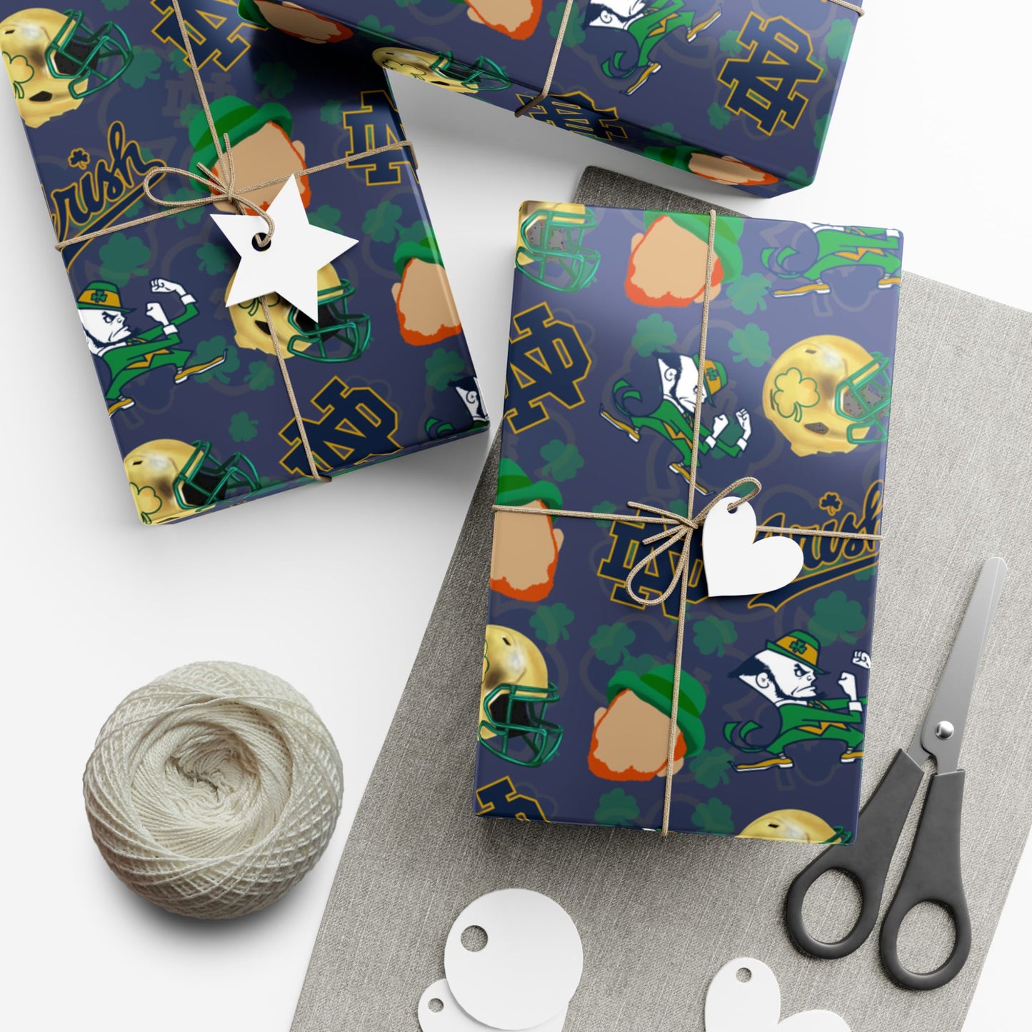 Notre Dame Fighting Irish Gift Wrap Paper – College Football Themed Wrapping Sheets