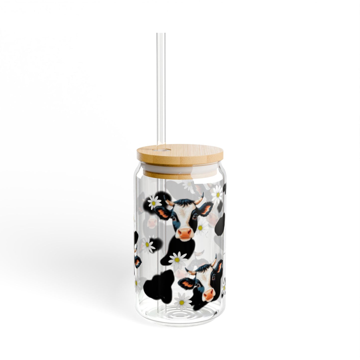 Cute Cow Print Sipper Glass, 16oz | Perfect for Farm-themed Events, Eco-friendly Gift, Home Decor, Summer Parties, Kids' Birthdays