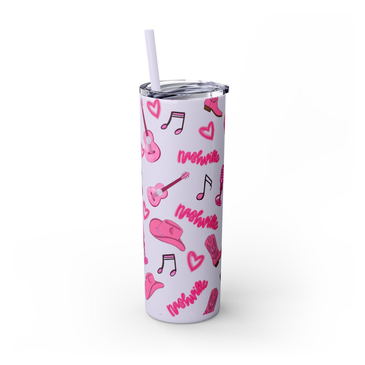 Pink Nashville Themed Skinny Tumbler | 20oz Drink Cup for Concerts, Parties, Gifts, Festivals, or Daily Use