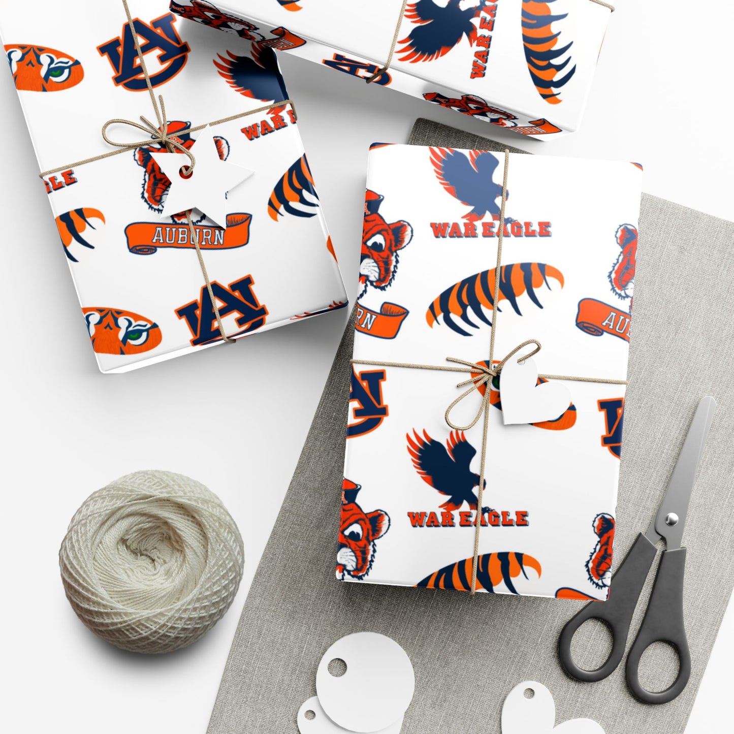 Auburn Tigers Patterned Gift Wrap Paper – Collegiate Football Wrapping Sheets (Includes AU Logos, War Eagle & Tiger Motifs)