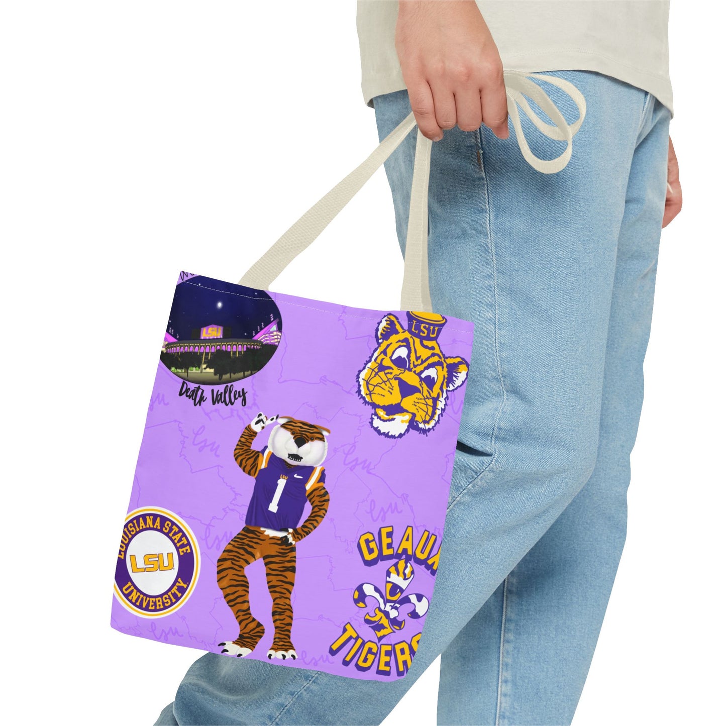 LSU Spirit Tote Bag, Purple Graphic Tote, College Pride Bag, Everyday Essentials, Game Day Tote, Unique Gifts for Students