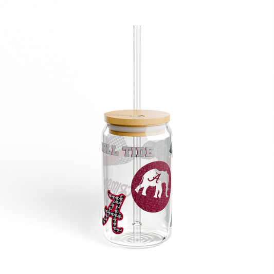 Crimson Tide Sipper Glass, 16oz | Alabama Fan Gift, Sports Drinkware, Summer Hydration, College Spirit, BBQ Fun
