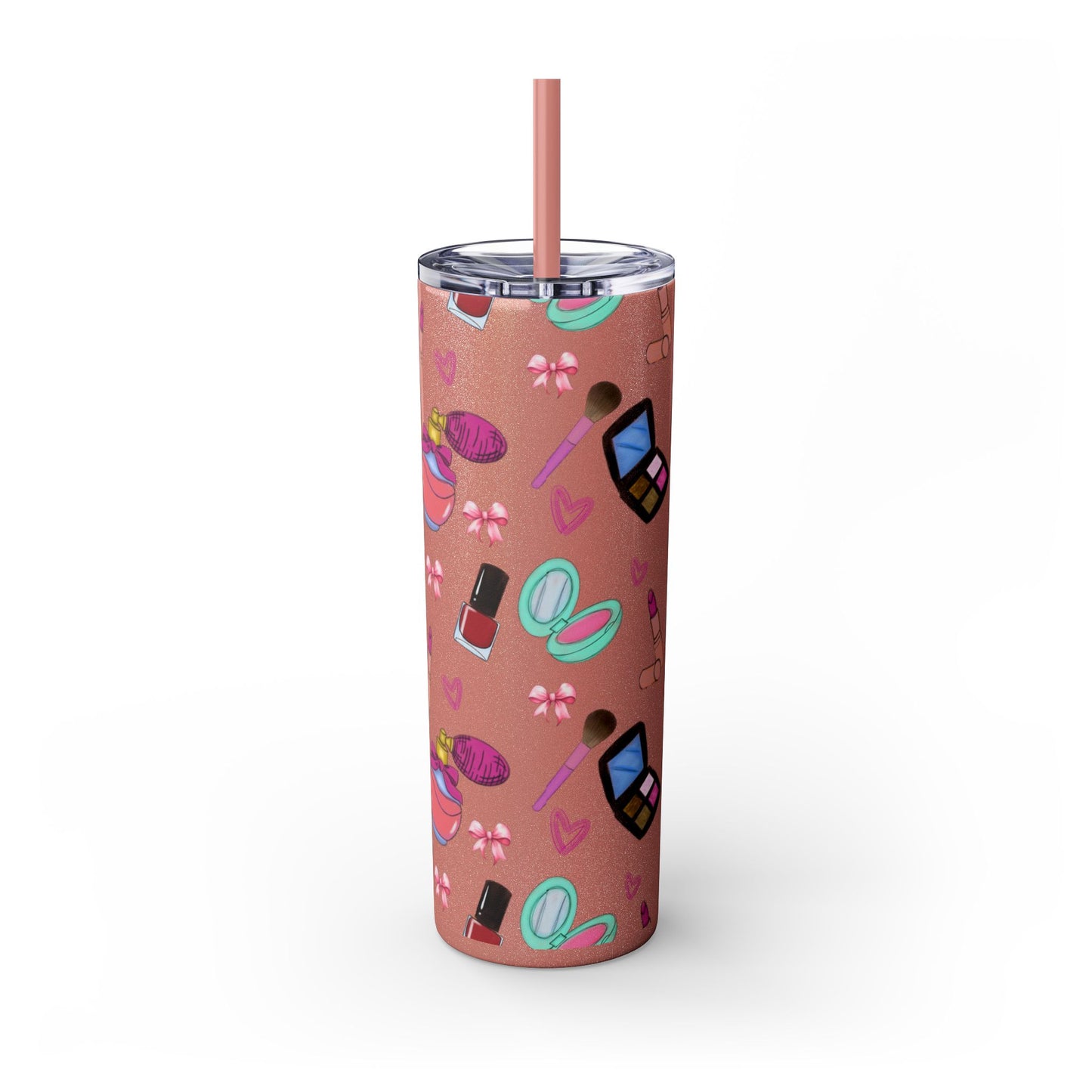 Cosmetic-Themed Skinny Tumbler with Straw | Perfect Gift for Makeup Lovers, Fashionistas, Beauty Enthusiasts, Birthday Celebrations, [...]
