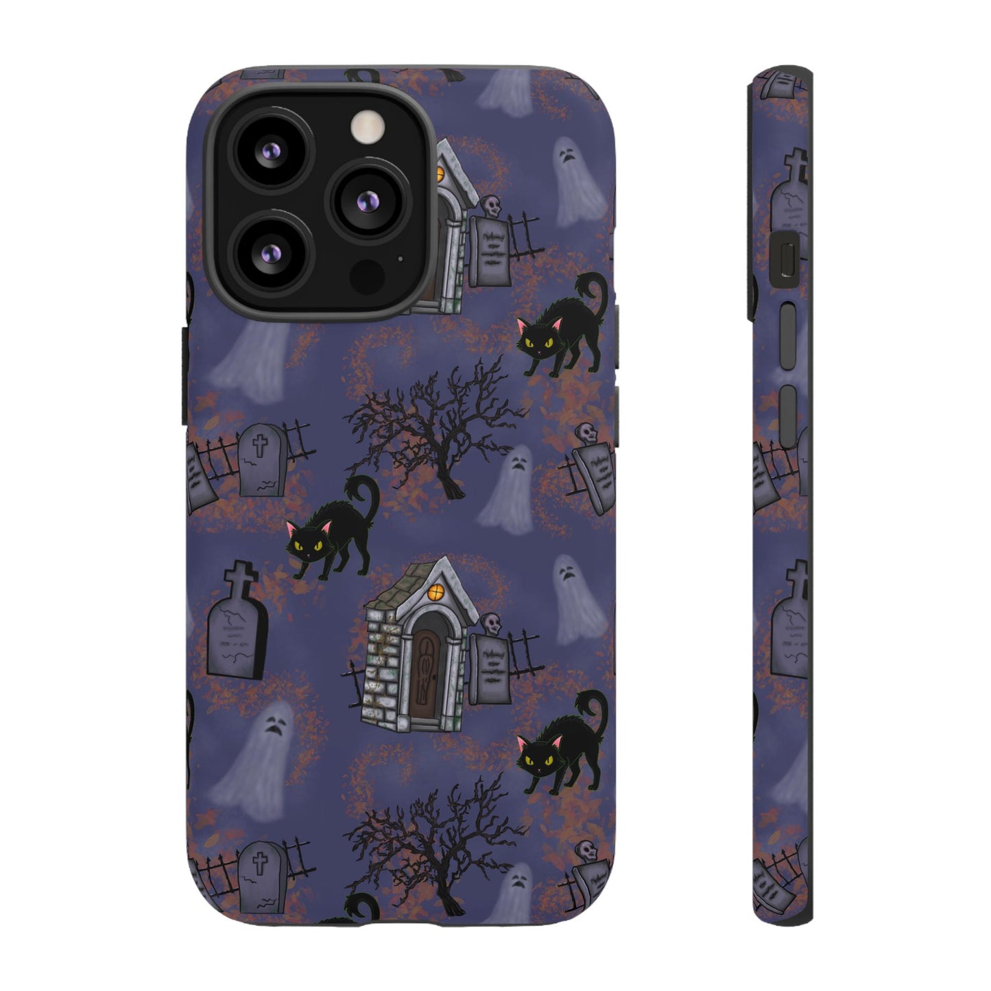 Halloween Phone Case, Spooky Cat Design, Tough Phone Cover, Gift for Cat Lovers, Fall Decor, Halloween Accessories
