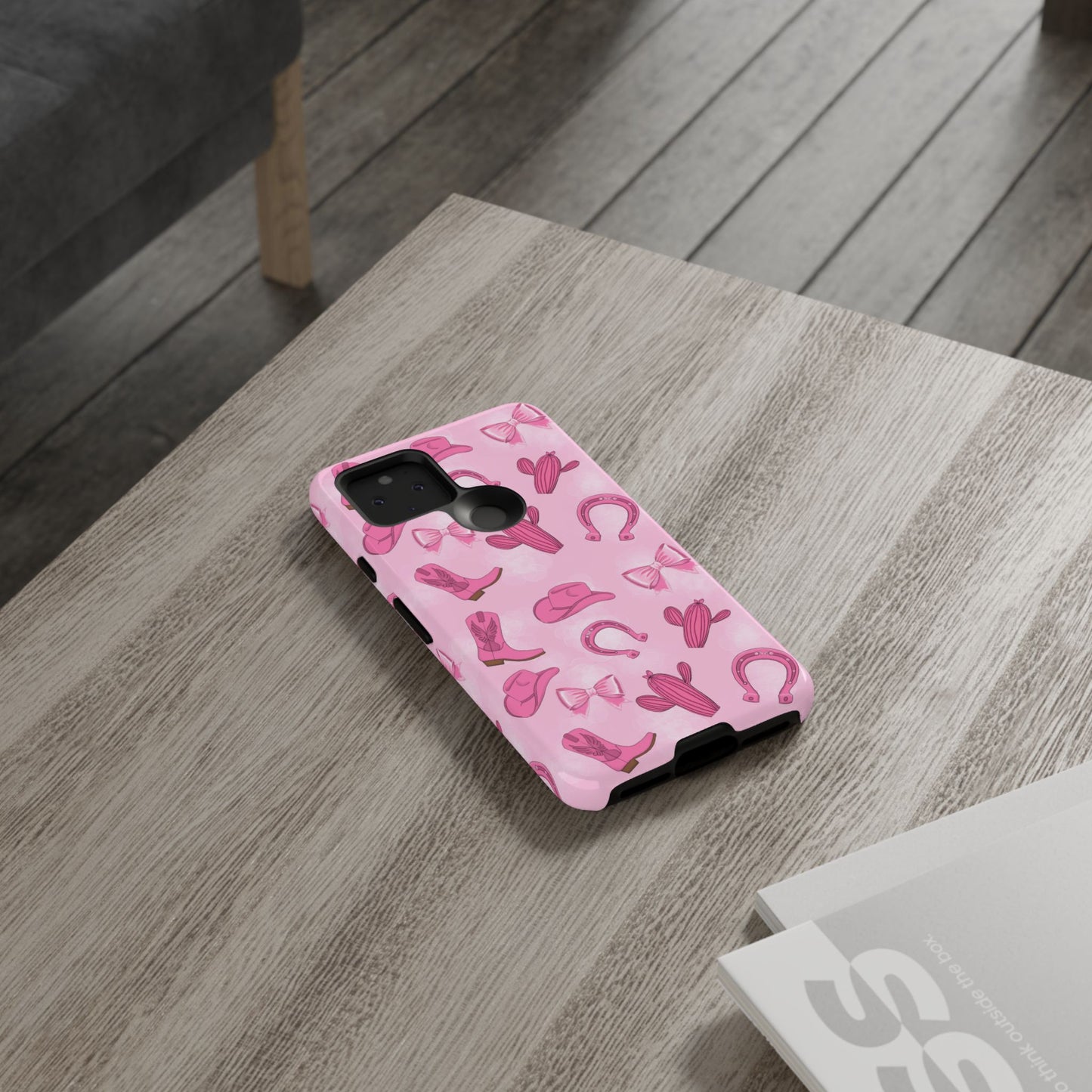 Cowgirl Chic Phone Case, Western Style Tough Case, Cute Pink Cowboy Theme, Gift for Rodeo Lovers, Country Western Decor