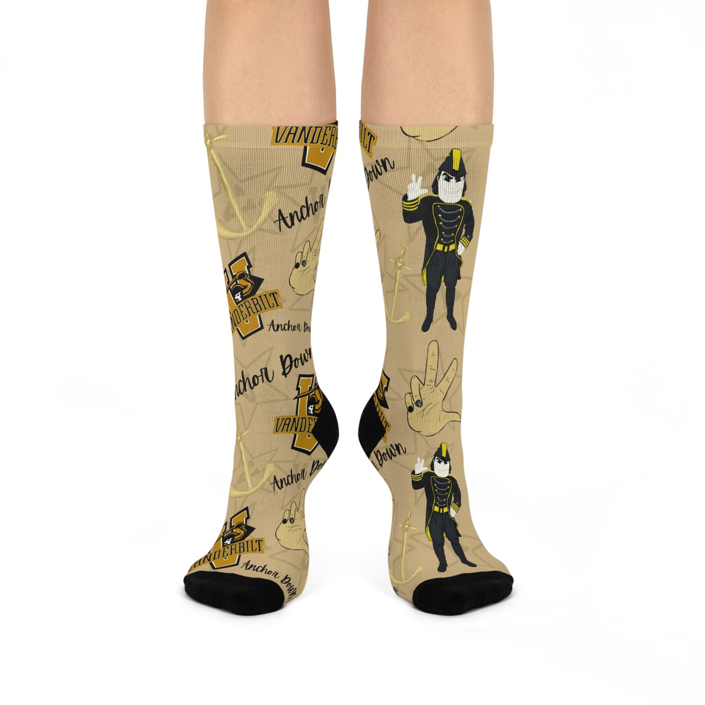 Vanderbilt University Cushioned Crew Socks, Cozy Fun Socks, College Spirit Gear, Casual Footwear, Unique Gift for Students