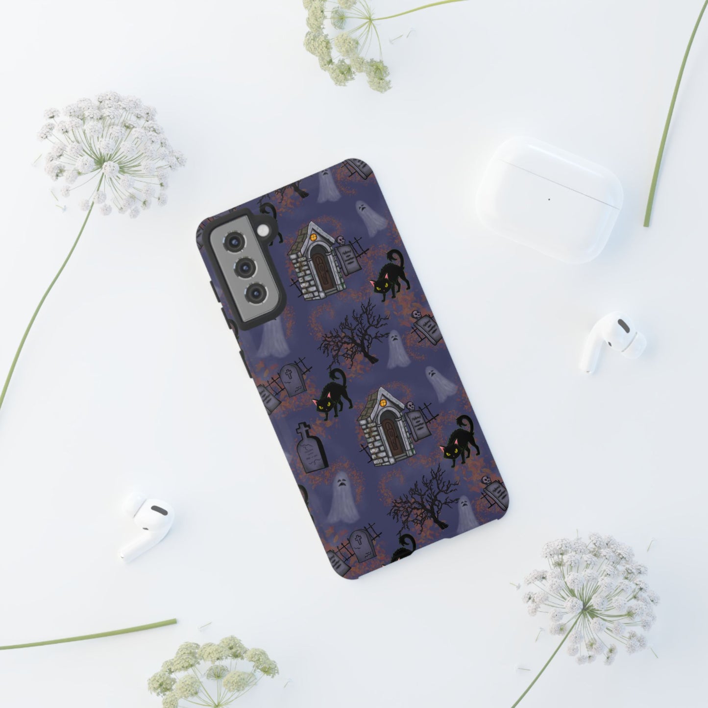 Halloween Phone Case, Spooky Cat Design, Tough Phone Cover, Gift for Cat Lovers, Fall Decor, Halloween Accessories