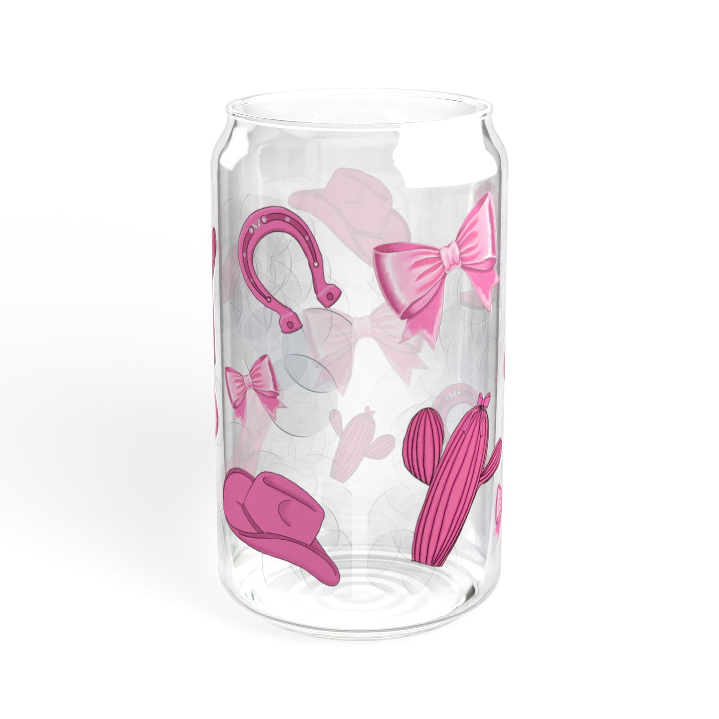 Cowgirl Sipper Glass - 16oz, Fun Drinkware for Parties, Unique Home Decor, Gift for Kids, Pink Design, Eco-Friendly Straw