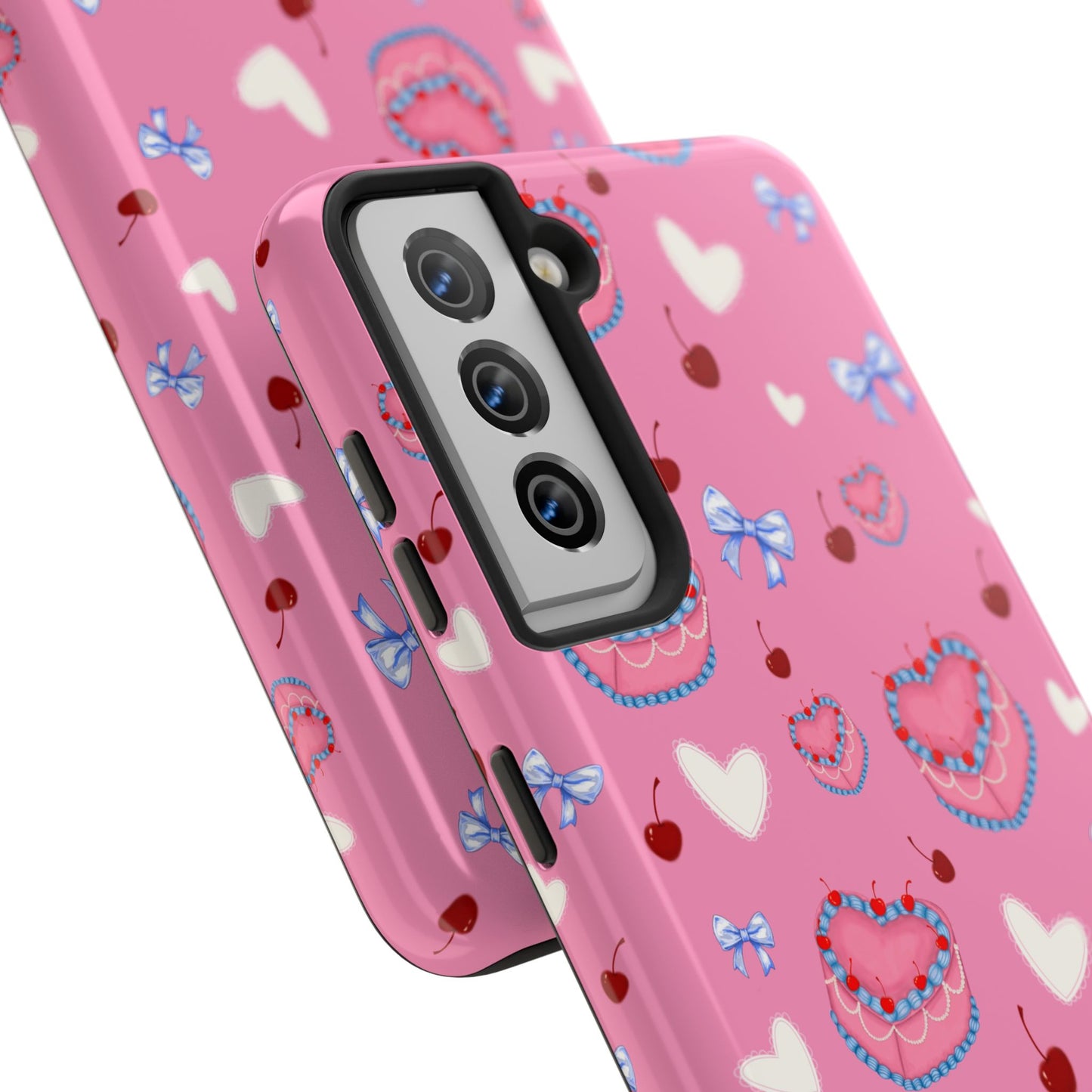 Hearts and Cake Patterned Phone Cases with Bow and Cherry Designs, Durable Phone Cover, Trendy Gift for Teens, Stylish Accessory, Perfect for [...]