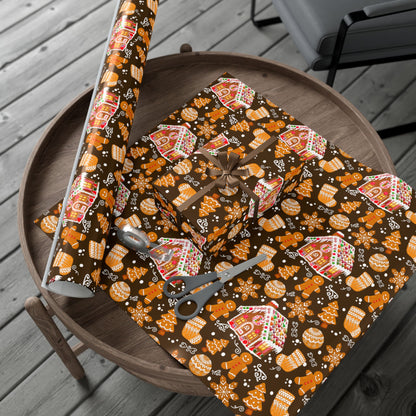 Gingerbread House Holiday Gift Wrap Paper
