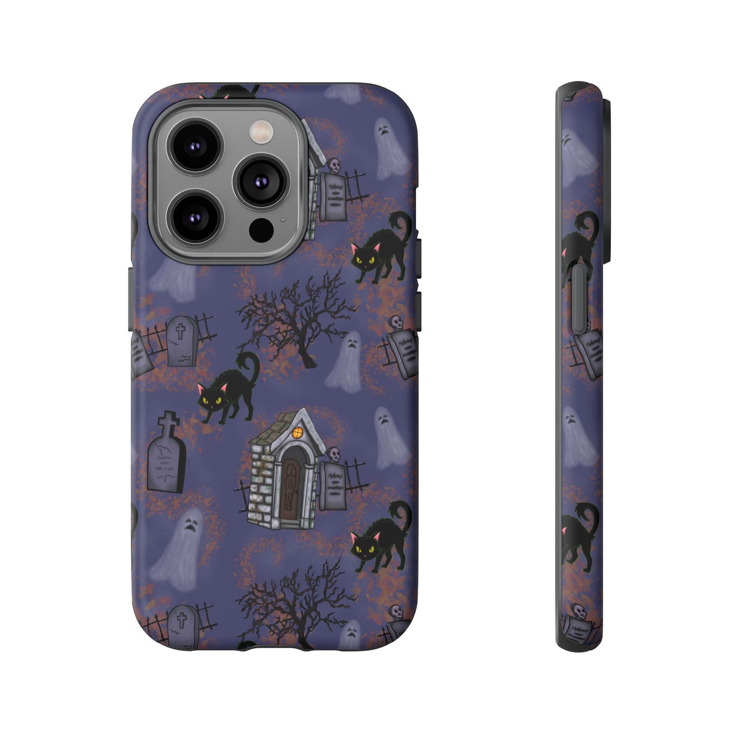 Halloween Phone Case, Spooky Cat Design, Tough Phone Cover, Gift for Cat Lovers, Fall Decor, Halloween Accessories