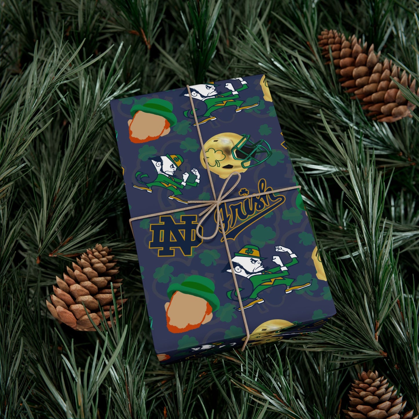 Notre Dame Fighting Irish Gift Wrap Paper – College Football Themed Wrapping Sheets