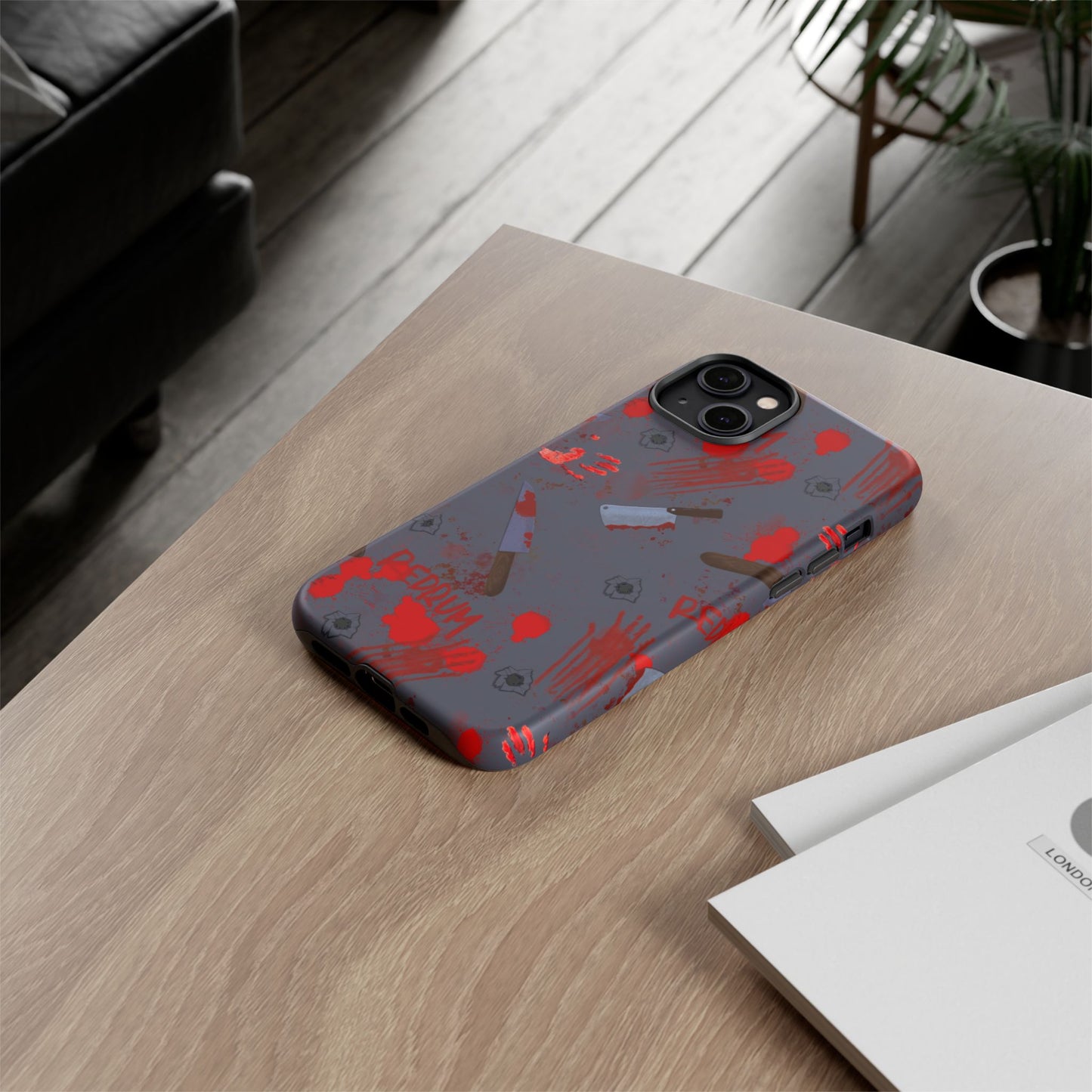 Blood Splatter Phone Case, Tough Case for Horror Fans, Halloween Accessory, Unique Gift for Gamers, Spooky Phone Cover