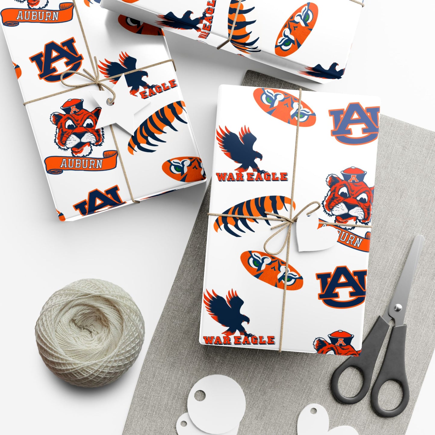 Auburn Tigers Patterned Gift Wrap Paper – Collegiate Football Wrapping Sheets (Includes AU Logos, War Eagle & Tiger Motifs)