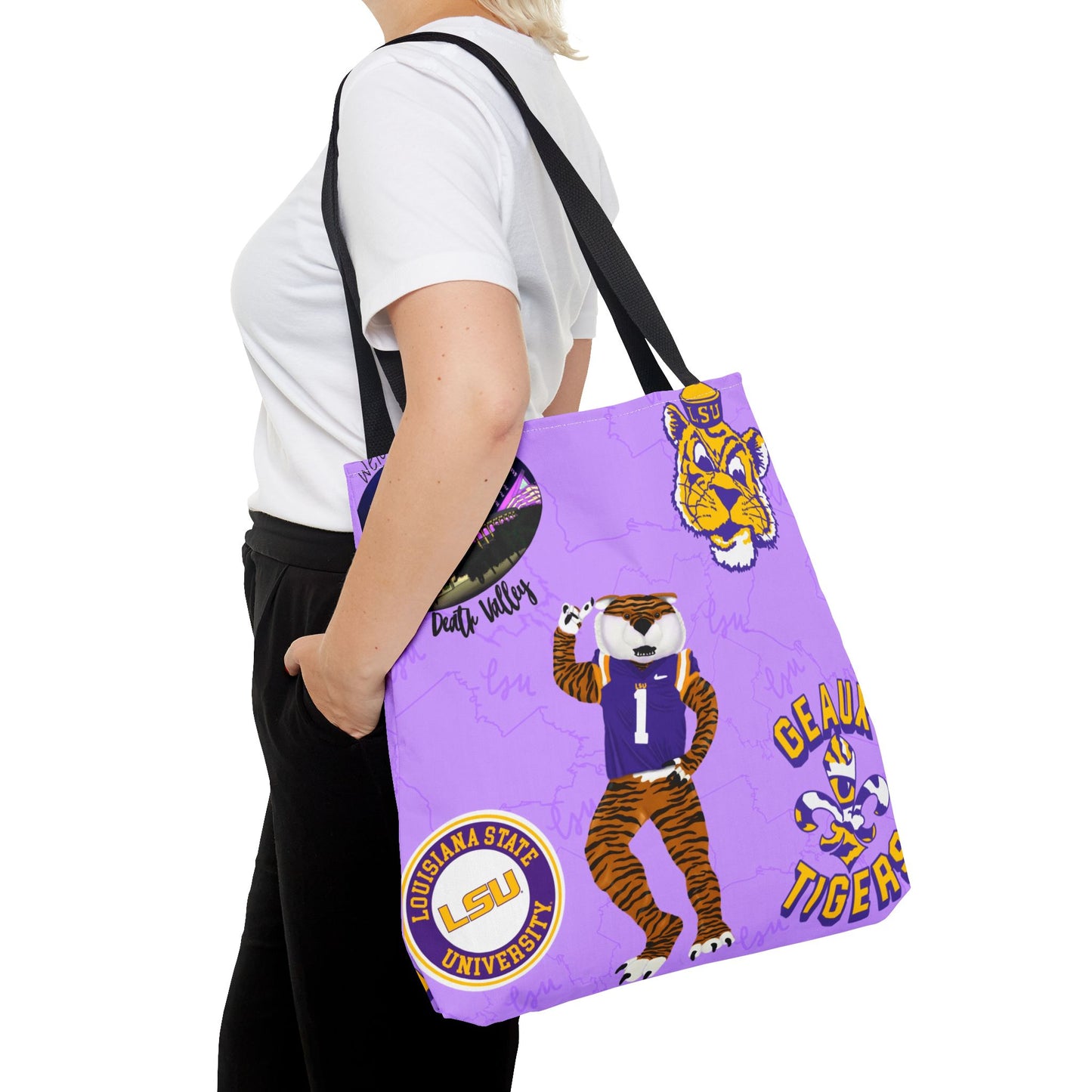 LSU Spirit Tote Bag, Purple Graphic Tote, College Pride Bag, Everyday Essentials, Game Day Tote, Unique Gifts for Students