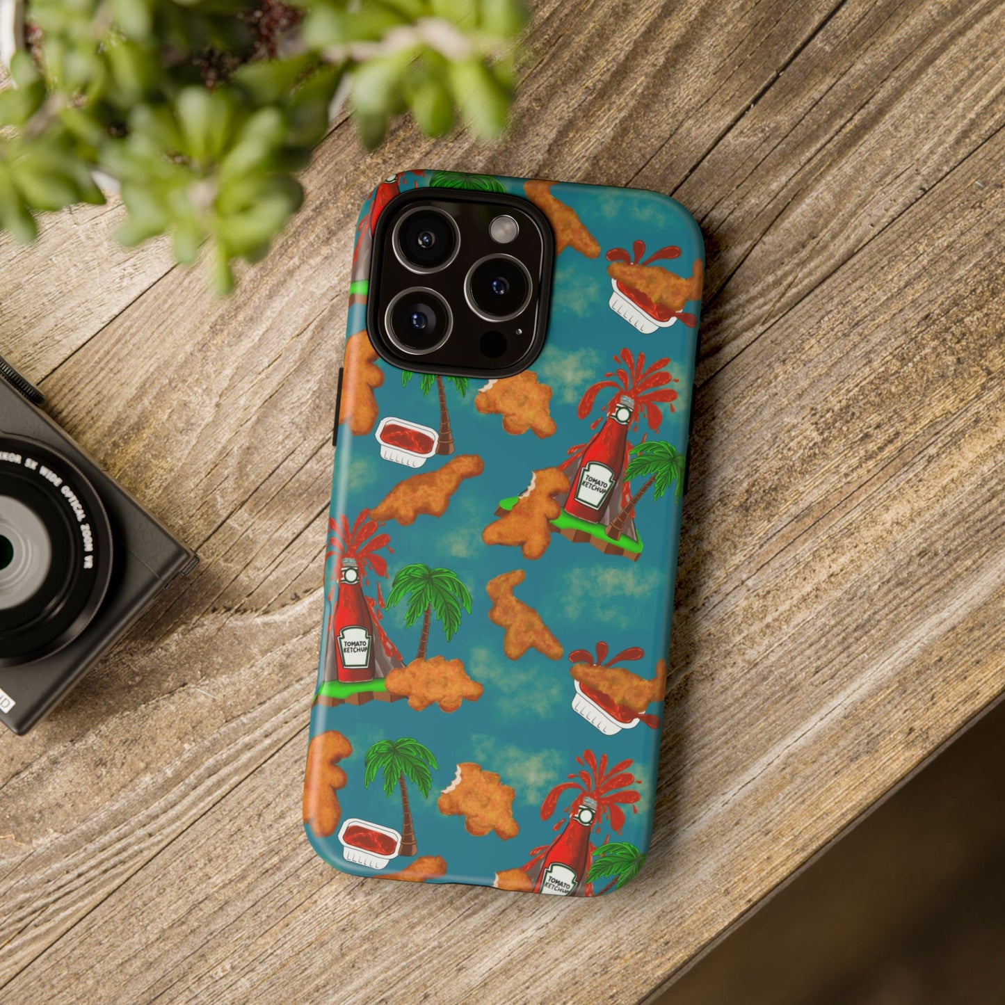 Dino Nuggets Phone Case - Tropical Vibes & Humor, Perfect Gift for Friends, Summer BBQ, Beach Lovers, Unique Accessory, Tough Cases