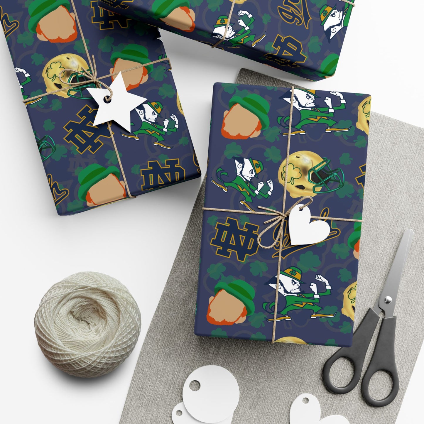 Notre Dame Fighting Irish Gift Wrap Paper – College Football Themed Wrapping Sheets