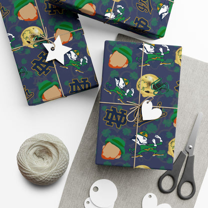 Notre Dame Fighting Irish Gift Wrap Paper – College Football Themed Wrapping Sheets